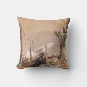 Breakfast in the Loggia by John Singer Sargent Throw Pillow