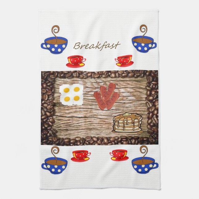 Breakfast kitchen hand towel (Vertical)