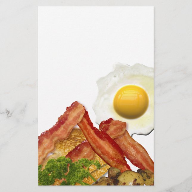 Breakfast Landscape Bacon Eggs Stationery (Front)