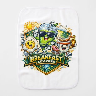 Breakfast League Badge Baby Burp Cloth