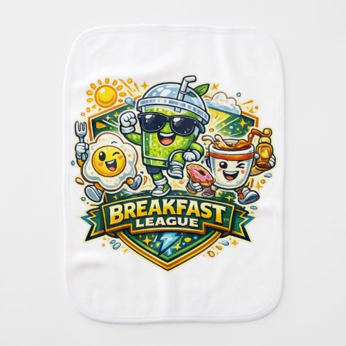 Breakfast League Badge Baby Burp Cloth