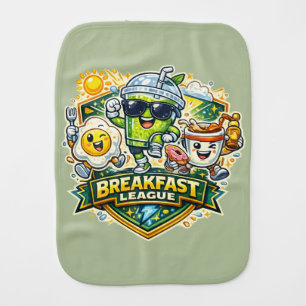 Breakfast League Badge Baby Burp Cloth