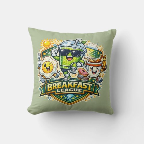 Breakfast League Badge Throw Pillow