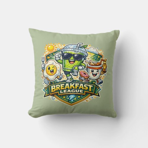 Breakfast League Badge Throw Pillow