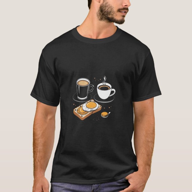 Breakfast Lover T-Shirt - Coffee, Tea, Eggs (Front)