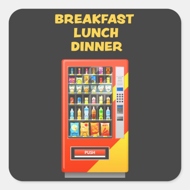 Breakfast Lunch Dinner Vending Machine Square Sticker (Front)