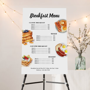 Breakfast Menu, Restaurant Menu, Cafe Marketing  Foam Board