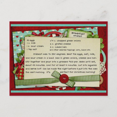 Breakfast Omelet  Christmas RECIPE CARD