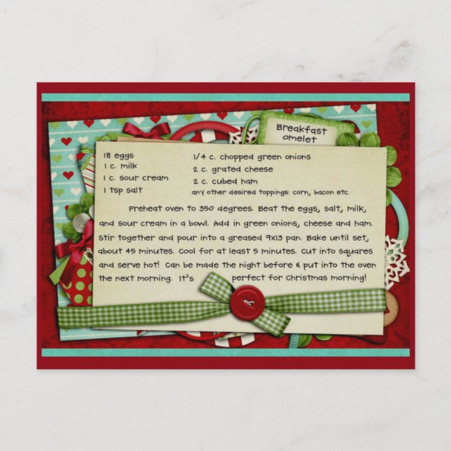 Breakfast Omelet  Christmas RECIPE CARD (Front)
