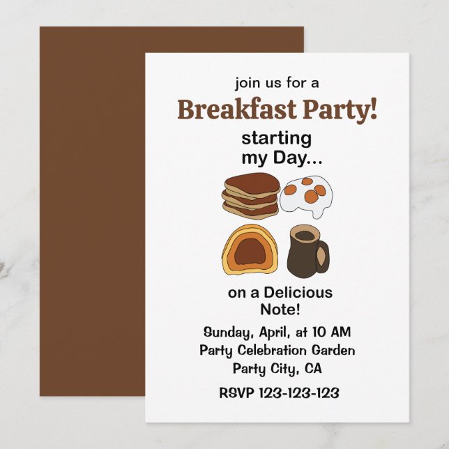 Breakfast On a Delicious Note Party Invitation (Front/Back)