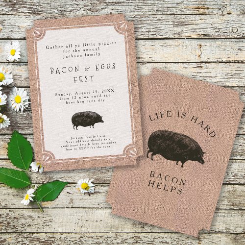 Breakfast or Brunch Picnic Party for Bacon Lovers Invitation