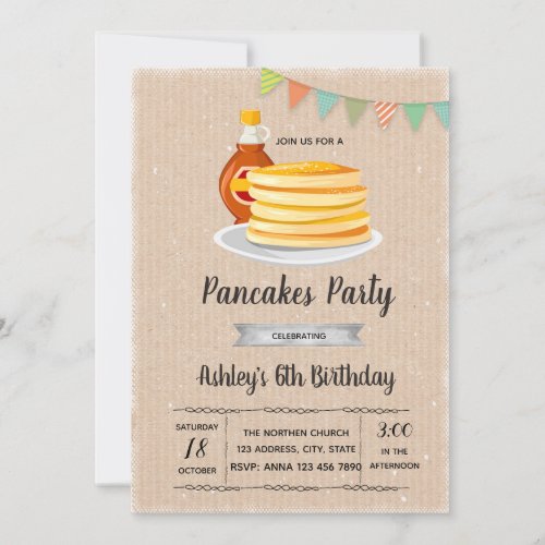 Breakfast pancake party invitation