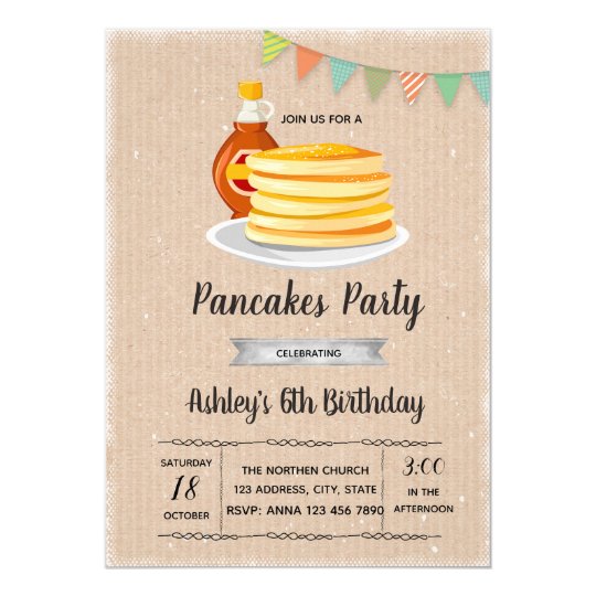 Breakfast pancake party invitation