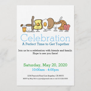 Breakfast Party Food Icon Invitation