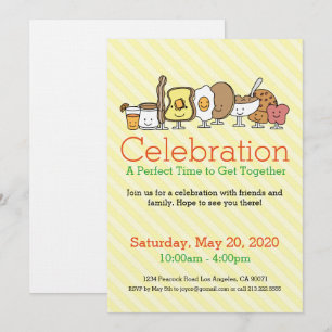 Breakfast Party Food Icon Invitation