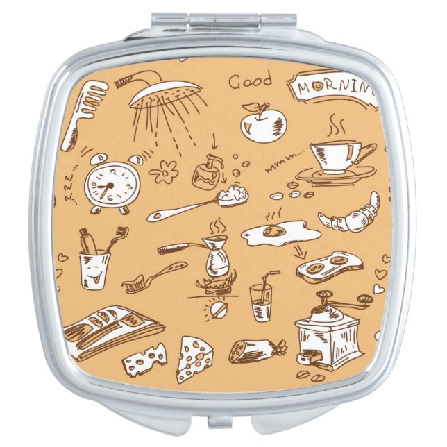 Breakfast Pattern 2 Makeup Mirror (Front)