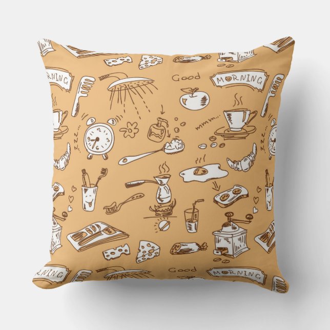 Breakfast Pattern 2 Throw Pillow (Front)