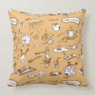 Breakfast Pattern 2 Throw Pillow