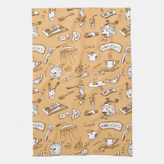 Breakfast Pattern 2 Towel (Vertical)