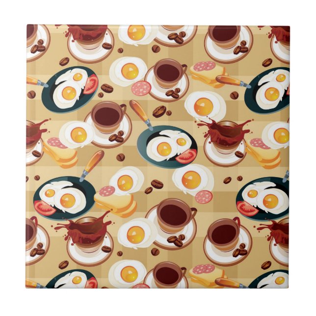 Breakfast Pattern 3 Ceramic Tile (Front)