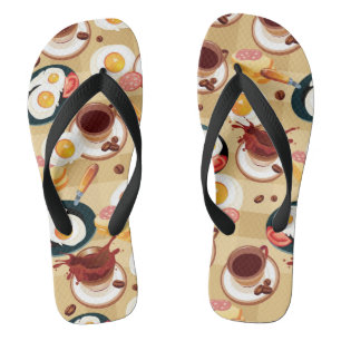 Breakfast Pattern 3 Flip Flops