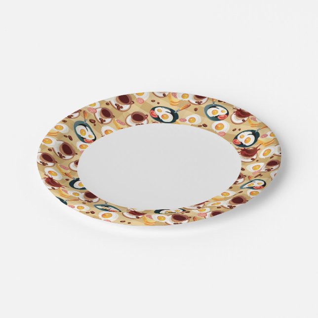 Breakfast Pattern 3 Paper Plates (Angled)