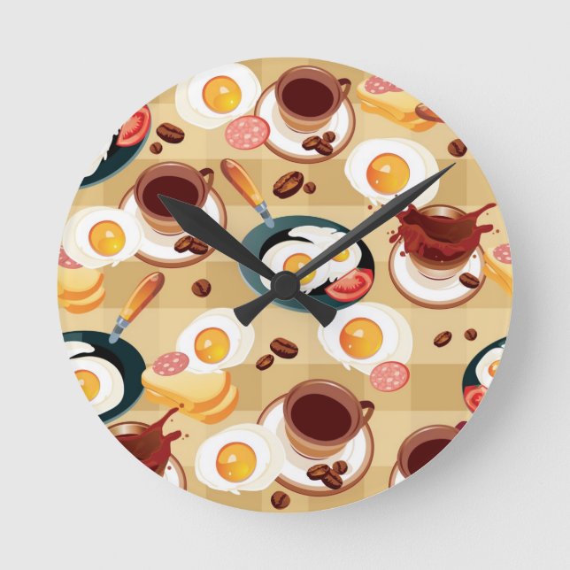 Breakfast Pattern 3 Round Clock (Front)