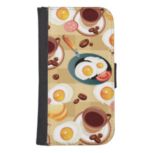 Breakfast Pattern 3 Samsung S4 Wallet Case