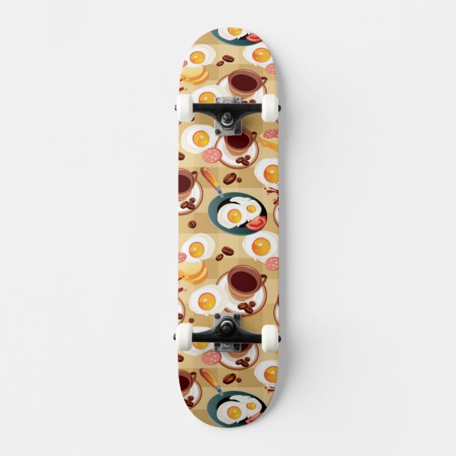 Breakfast Pattern 3 Skateboard Deck (Front)