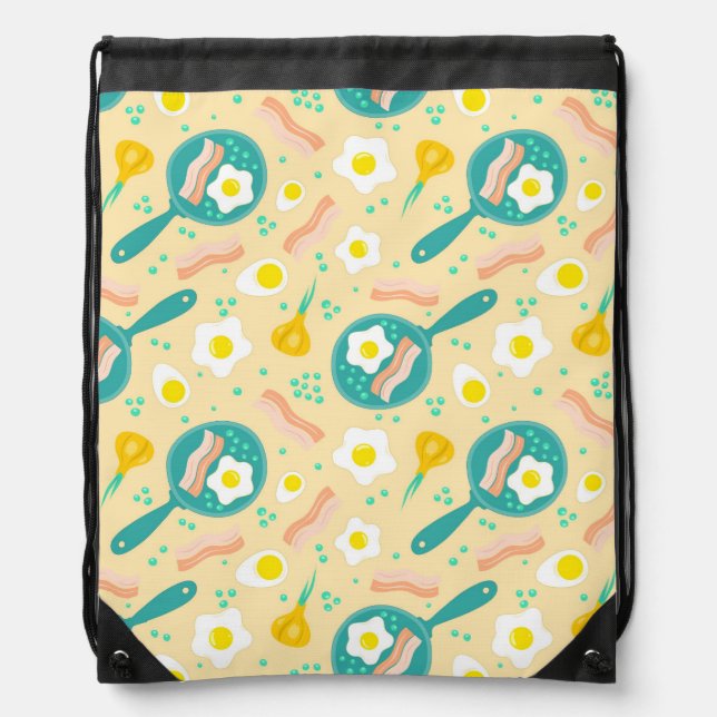 Breakfast Pattern Drawstring Bag (Front)