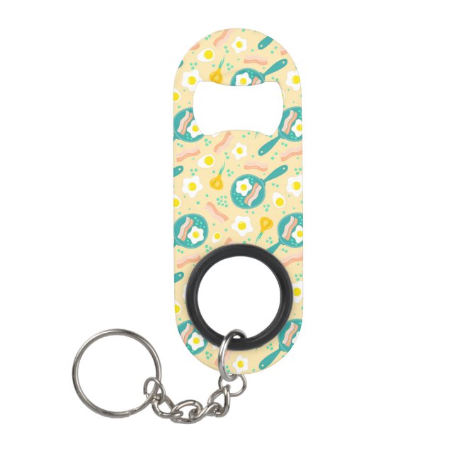 Breakfast Pattern Keychain Bottle Opener (Front)