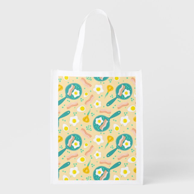 Breakfast Pattern Reusable Grocery Bag (Front)