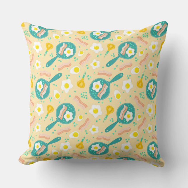 Breakfast Pattern Throw Pillow (Front)