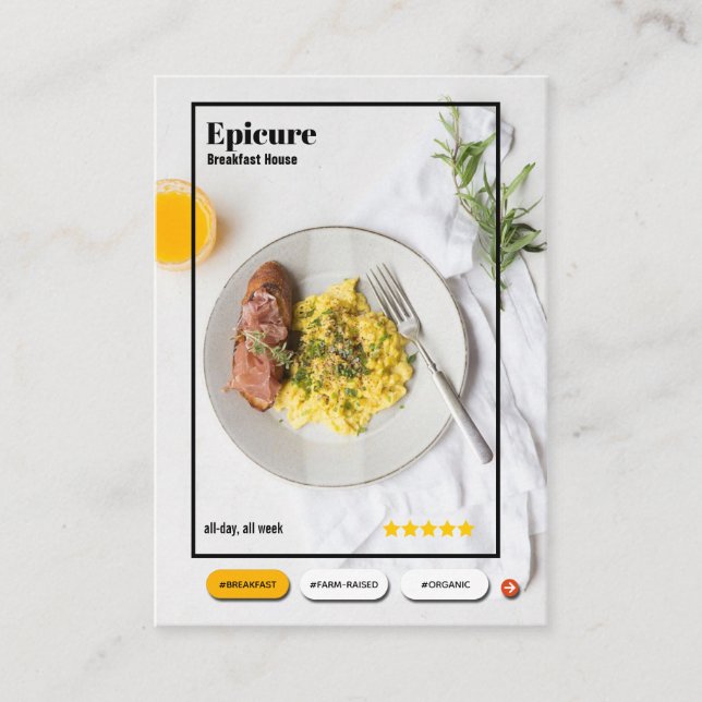 breakfast restaurant interface business card (Front)