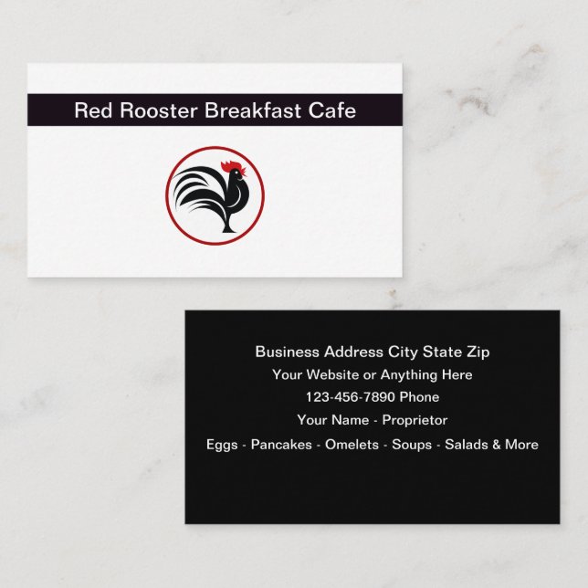 Breakfast Restaurant Rooster Theme Business Card (Front/Back)