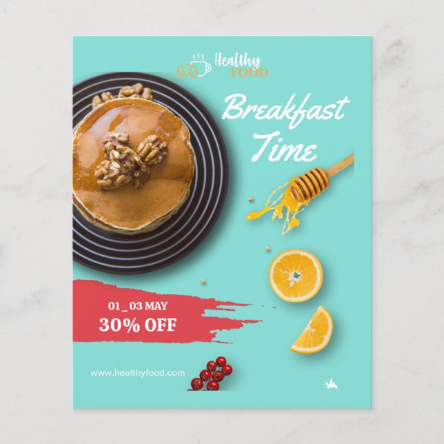 Breakfast Sale, Coffee Shop Breakfast Menu Flyer (Front)