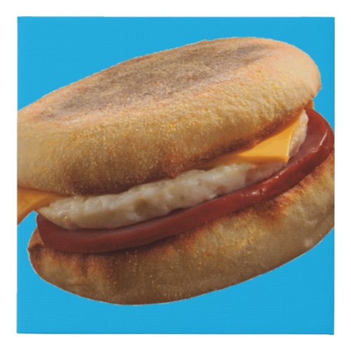 BREAKFAST SANDWICH Ham Egg  Cheese Muffin  Faux Canvas Print