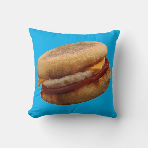 BREAKFAST SANDWICH Ham Egg  Cheese Muffin Throw Pillow