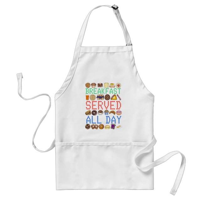 Breakfast Served All Day Neon Diner Sign Foodie Adult Apron (Front)