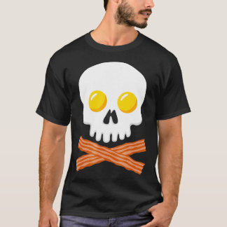 Breakfast Skull Egg and Bacon Skull Crossbones T-Shirt