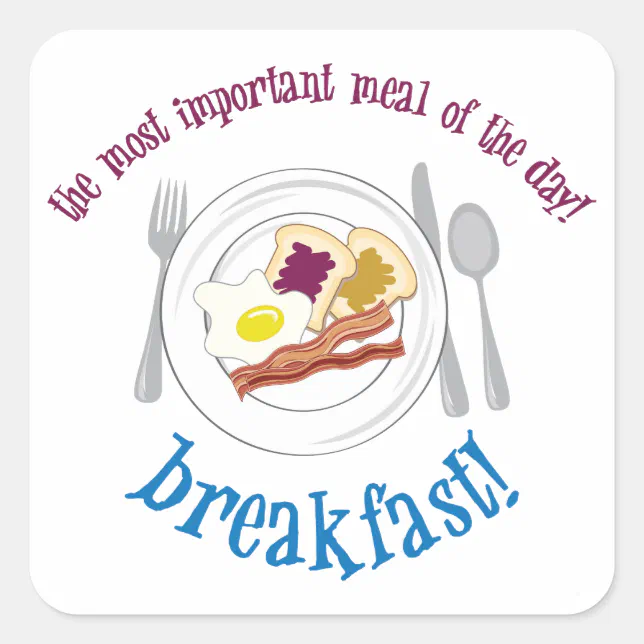 Breakfast! Square Sticker | Zazzle