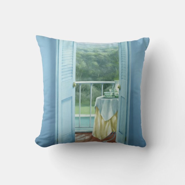Breakfast St. Maxime 1984 Throw Pillow (Front)