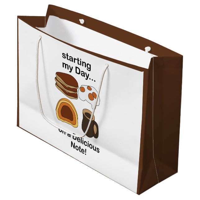 Breakfast Starting My Day On a Delicious Note Large Gift Bag (Front Angled)