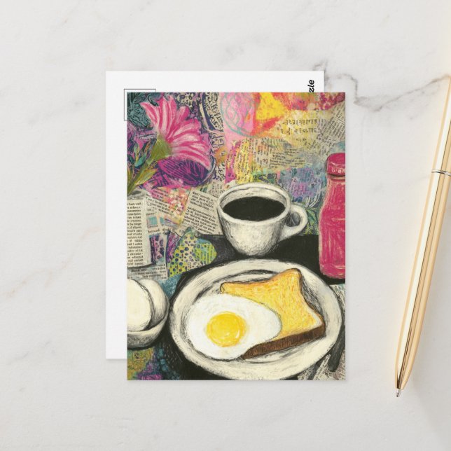 Breakfast Still Life Collage Postcard (Front/Back In Situ)