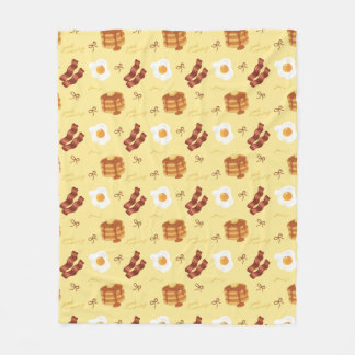 Breakfast Theme Bacon Eggs Pancakes Pattern Fleece Blanket