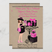 Breakfast Theme Hot Pink Black Baby Shower Invite (Front/Back)