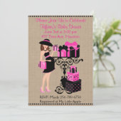 Breakfast Theme Hot Pink Black Baby Shower Invite (Standing Front)