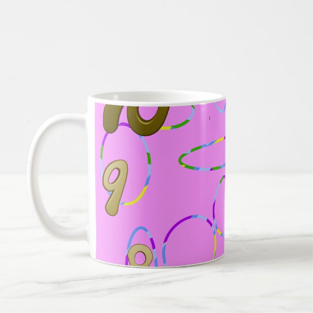 Breakfast Time Circles Loops Modern Pink Magenta Coffee Mug (Left)