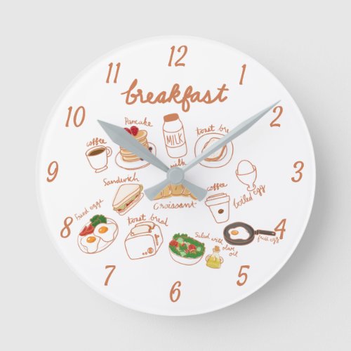 Breakfast Time Kitchen or Dining Room Round Clock