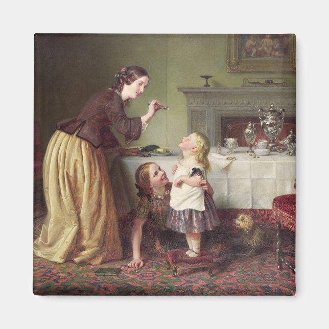 Breakfast Time - Morning Games (oil on canvas) Magnet (Front)